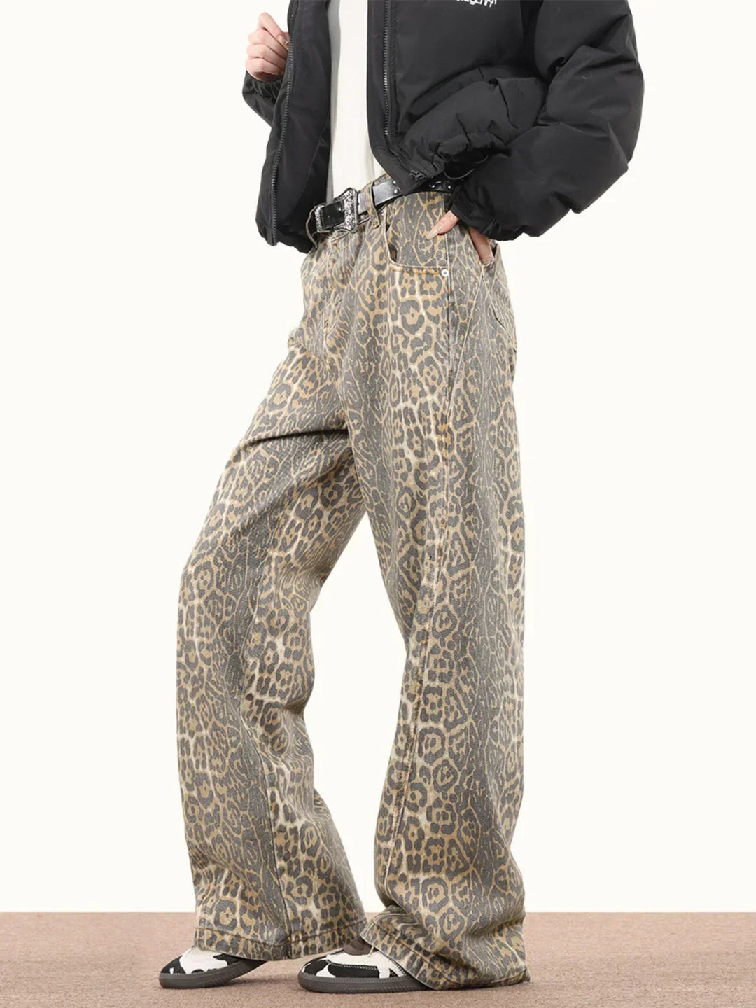 Leopard Baggy Jeans